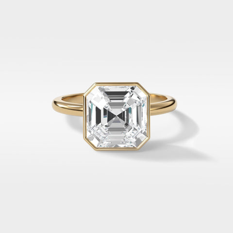 Asscher Cut Diamond Ring with Yellow Gold Band