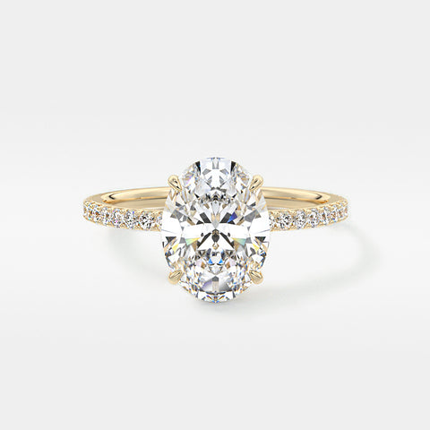 18K Yellow Gold 2ct Oval Cut Diamond Engagement Ring